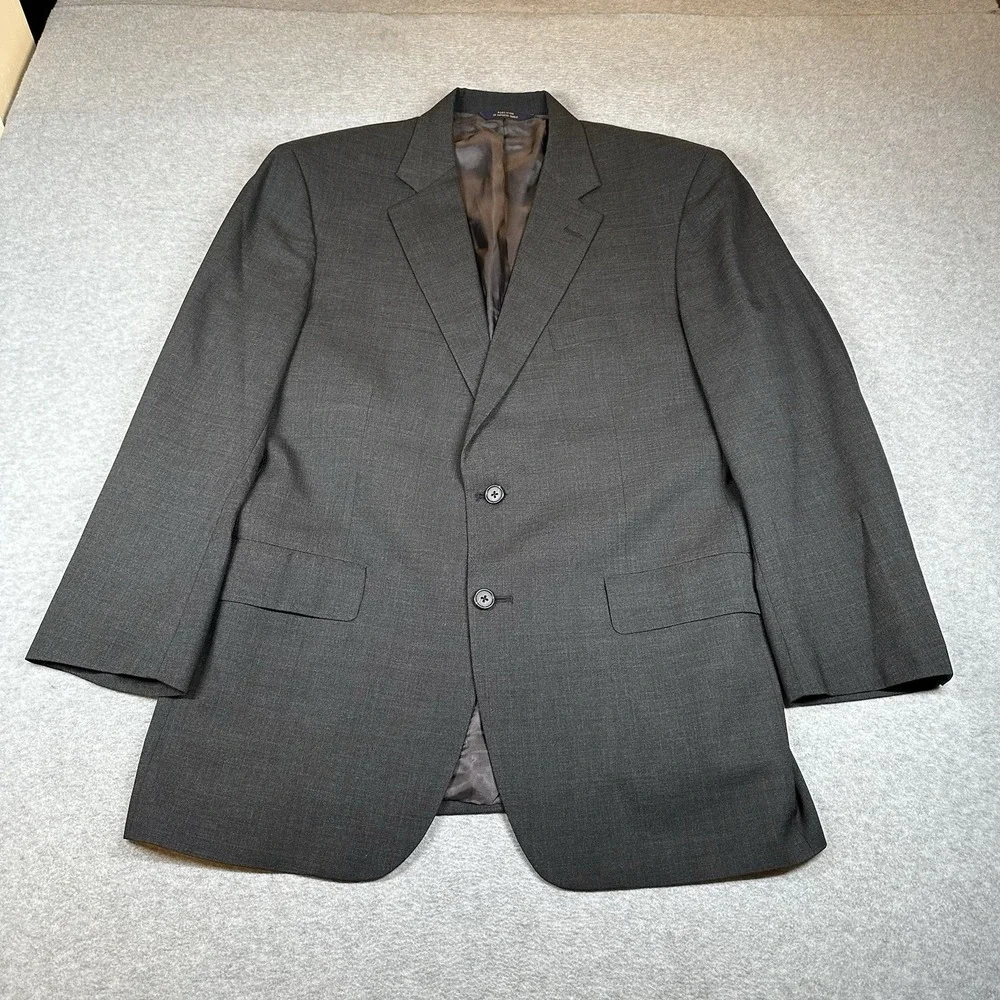 Vintage Brooks Brothers BrooksEase Blazer Mens 43R Gray Wool 2‎ Button